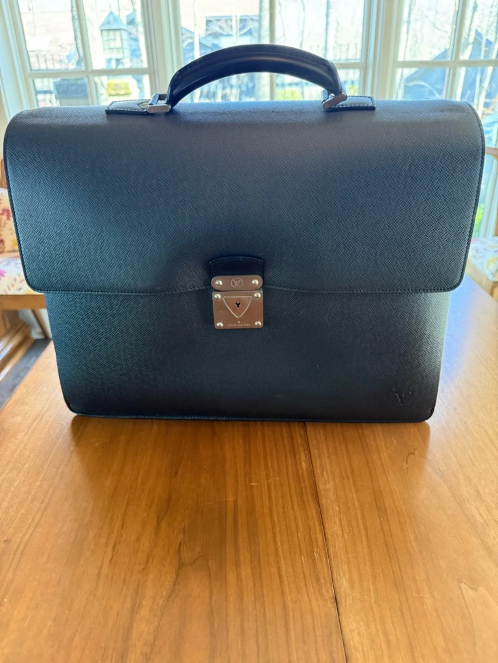 Louis Vuitton Black Men's Briefcase with Silver-Tone Lock
